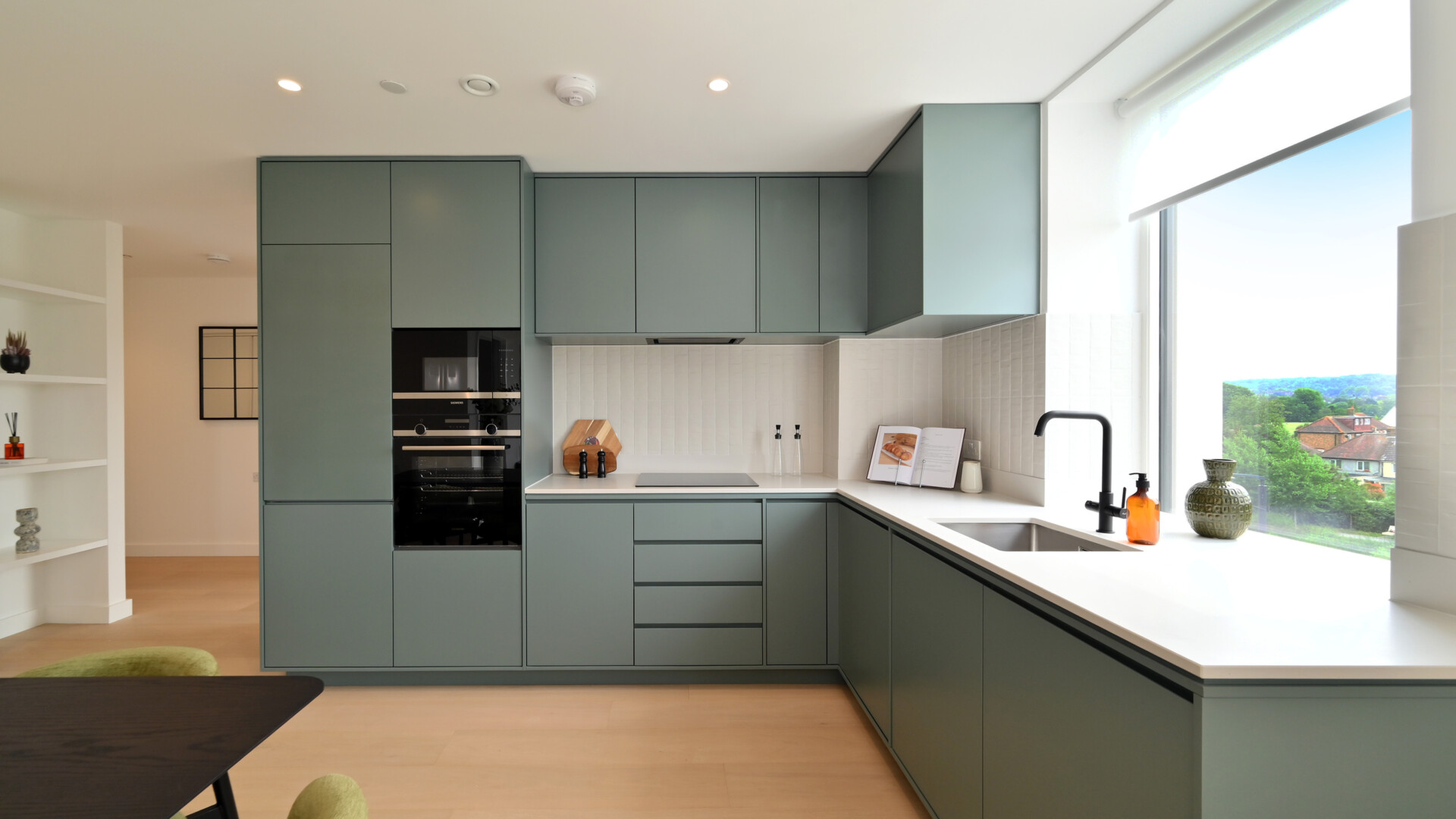 Photo of the light-filled kitchen in an apartment for sale in Brent Cross Town. (Brent Cross Town)