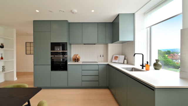 Photo of the light-filled kitchen in an apartment for sale in Brent Cross Town. (Brent Cross Town)