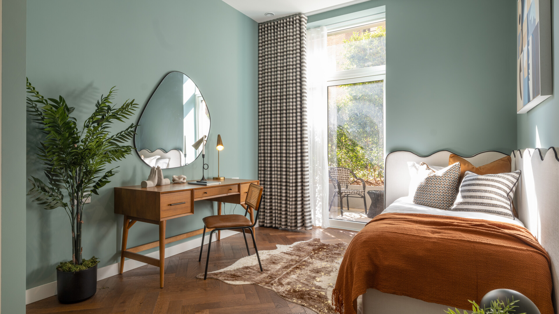 Photo of a light-filled bedroom in a modern apartment for sale in Brent Cross Town, North London. (Brent Cross Town)