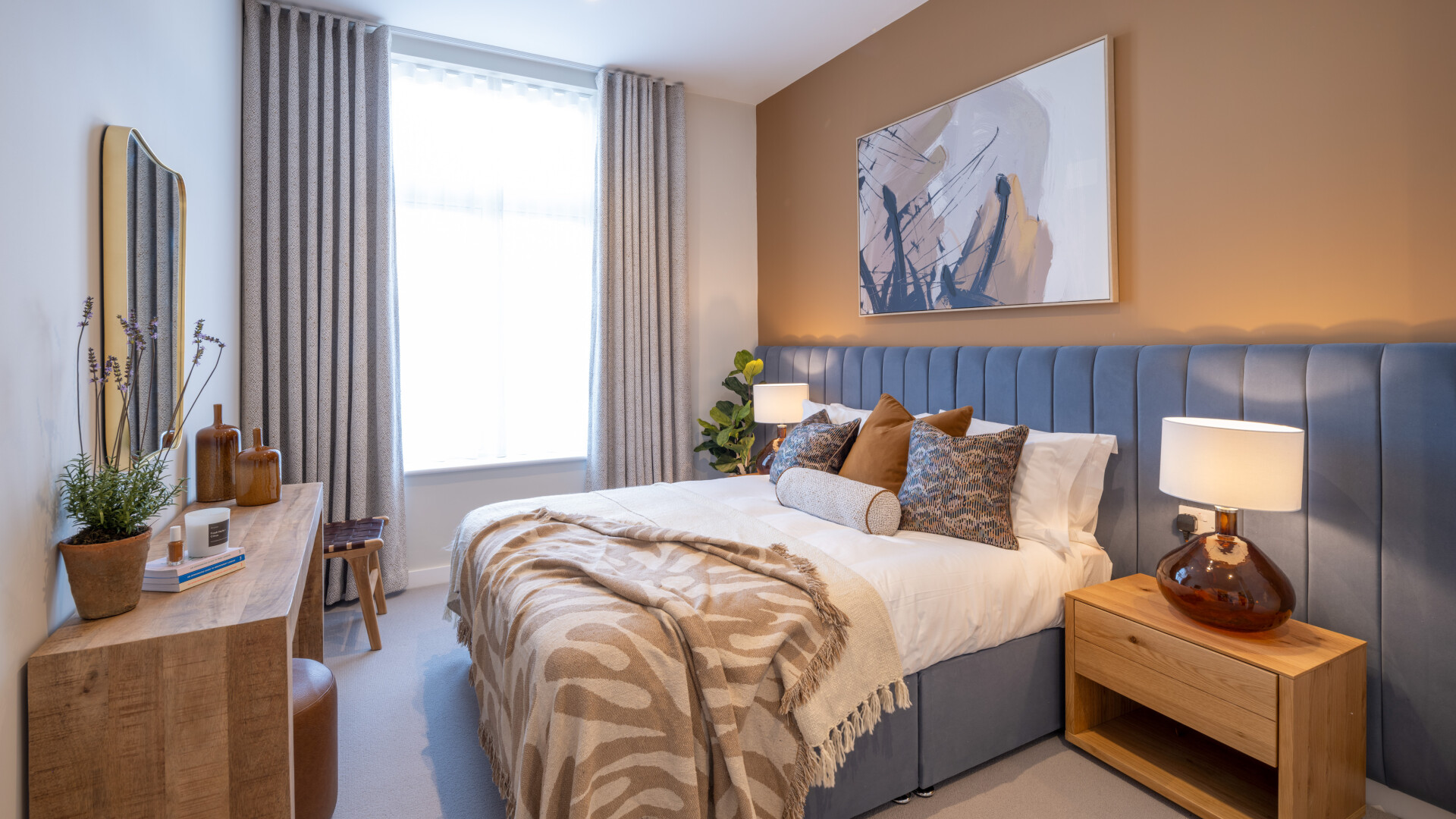 Photo of the bedroom in a modern apartment for sale in Brent Cross Town, North London. (Brent Cross Town)