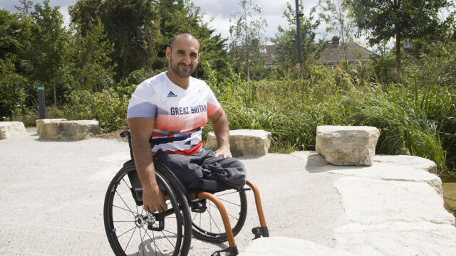 Paralympian Ali Jawad in Claremont Park, Brent Cross Town (Brent Cross Town)
