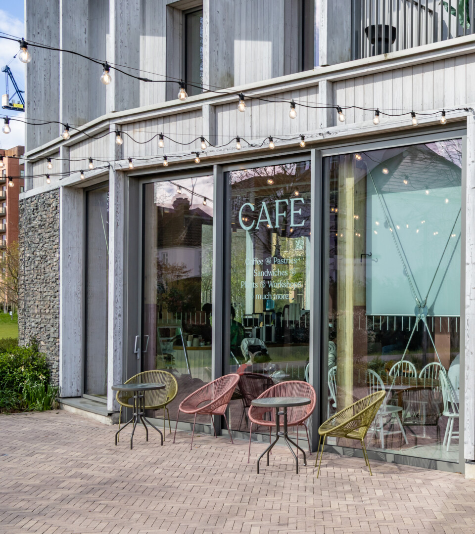 Photo of Arthur's Coffee House in brent Cross Town from the outside, with fairy lights strung up. (Brent Cross Town)