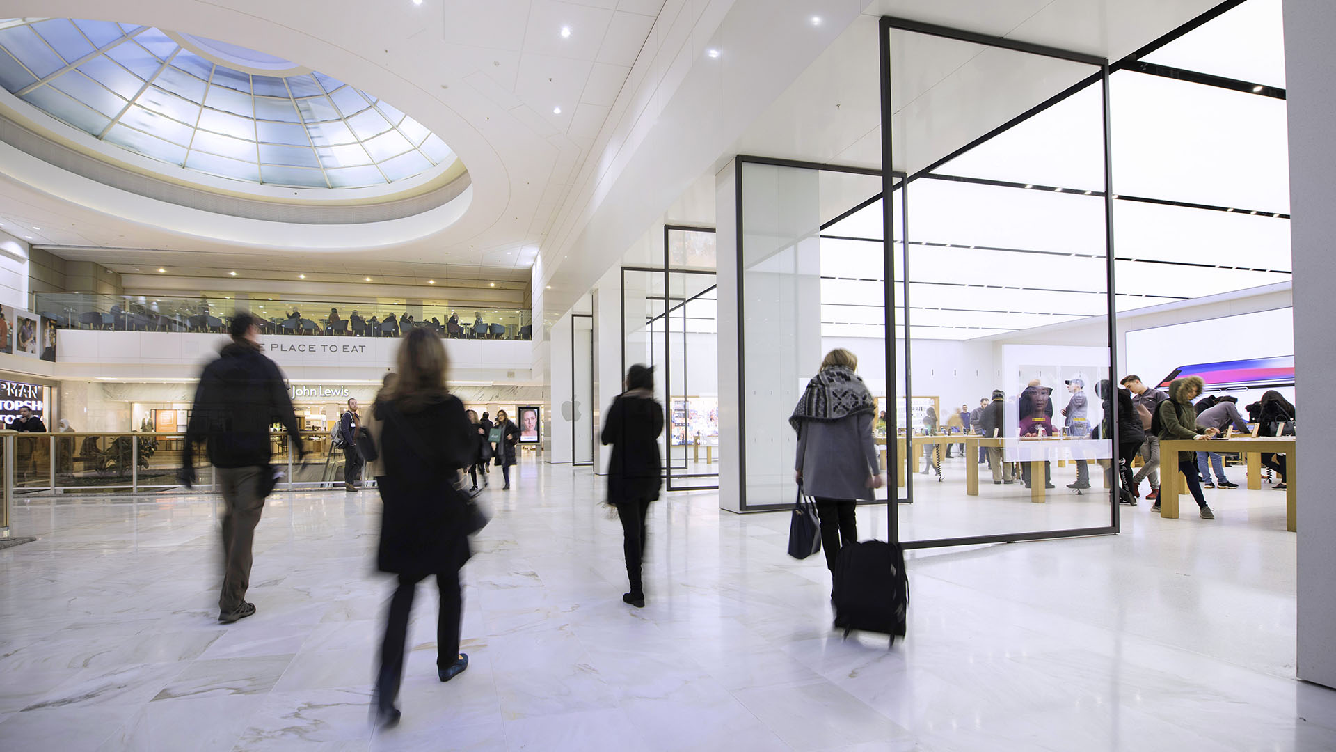 Photo of shoppers walking through Brent Cross Shopping Centre. (Brent Cross Town)