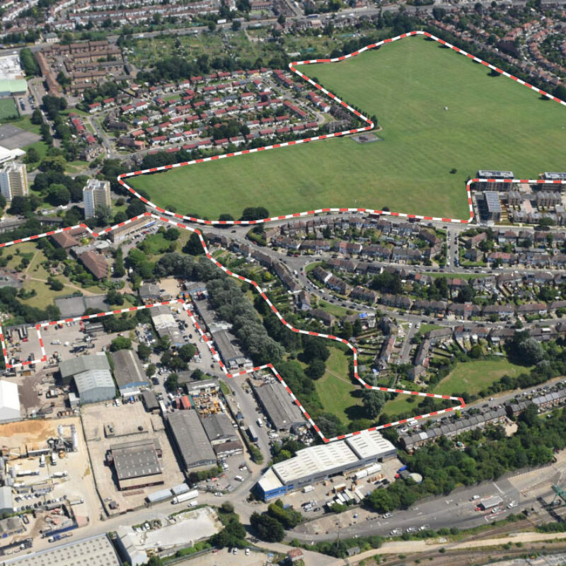 The proposed buildings and streets of Brent Cross South