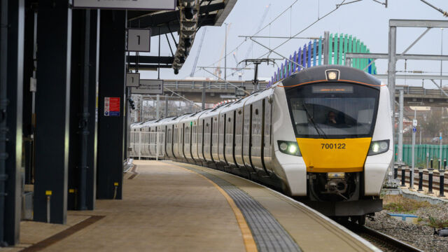 Photo of a train arriving at Brent Cross West station. (Brent Cross Town)