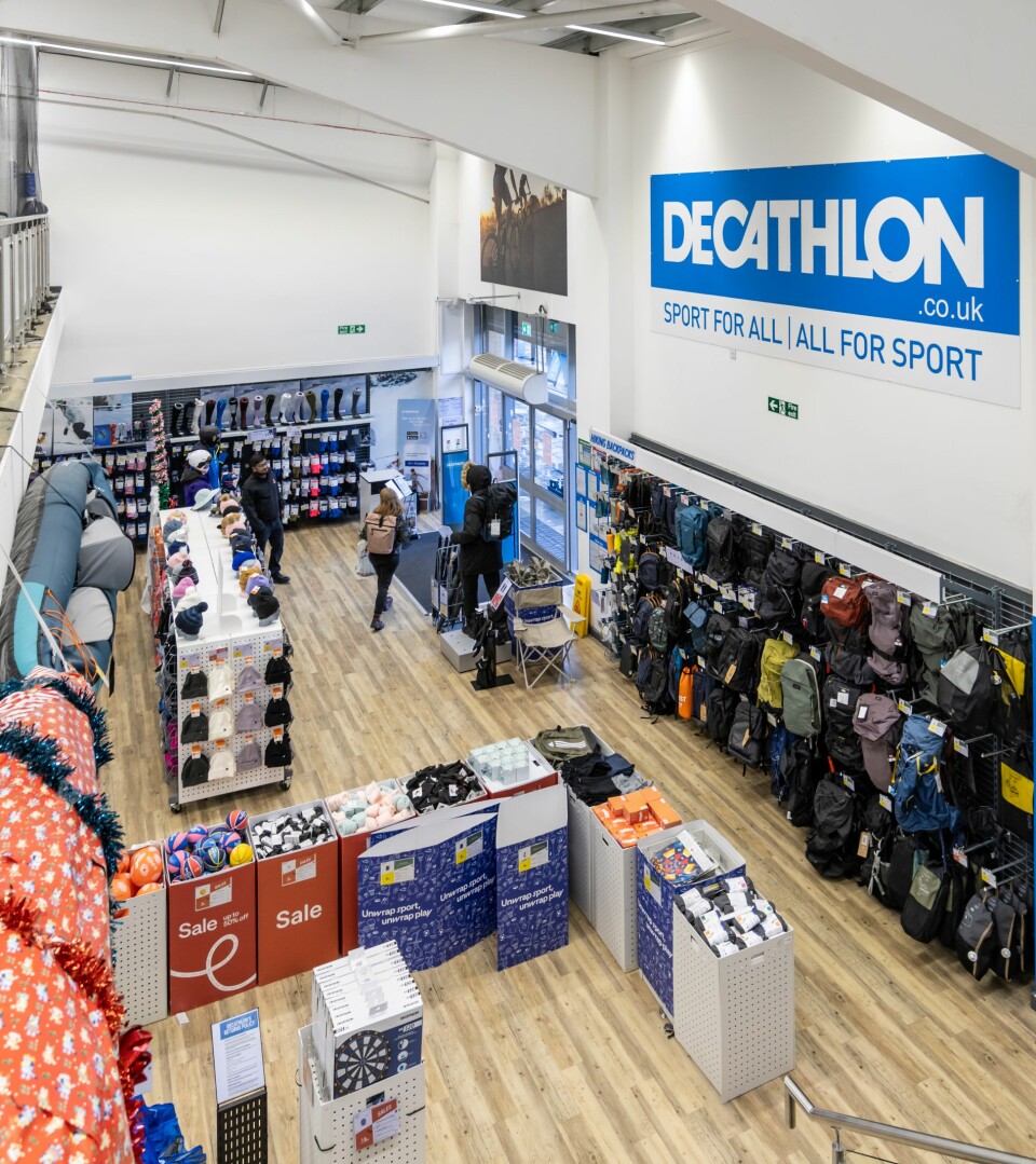 Photo of the inside of Decathlon in Brent Cross Town, taken from up high. (Brent Cross Town)