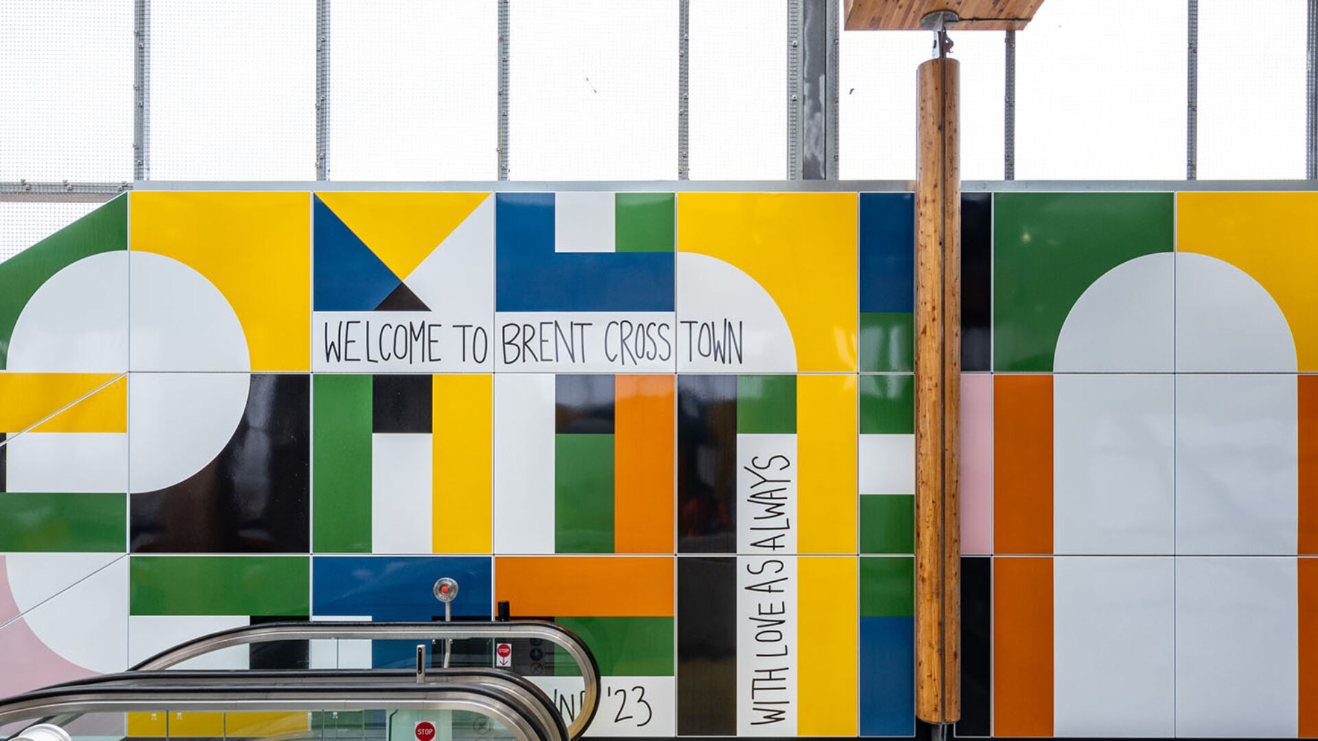 Giles Round's ' Time Passes & Still I Think of You' at Brent Cross West Station. (Brent Cross Town)