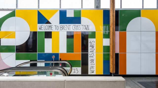 Giles Round's ' Time Passes & Still I Think of You' at Brent Cross West Station. (Brent Cross Town)