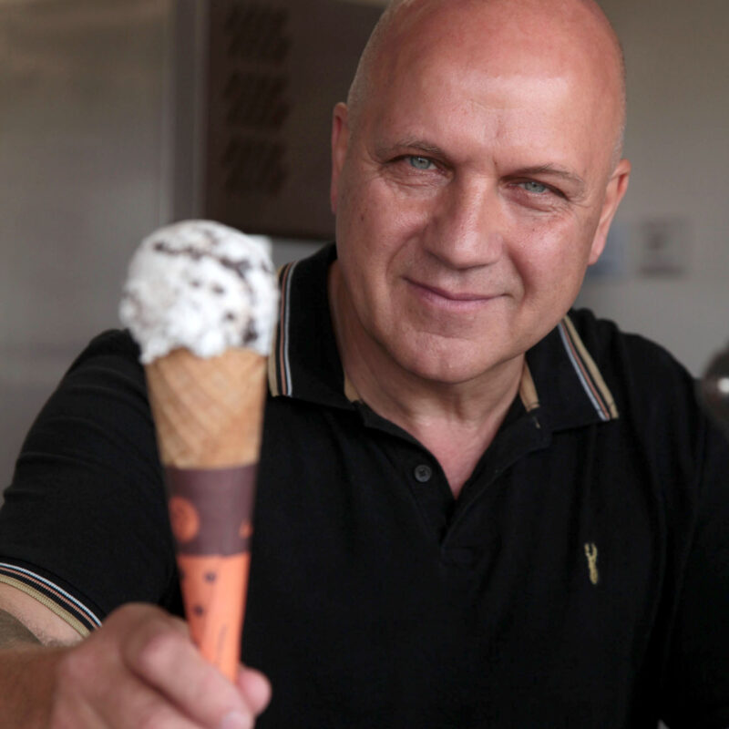 Gussy with ice cream (Brent Cross Town)