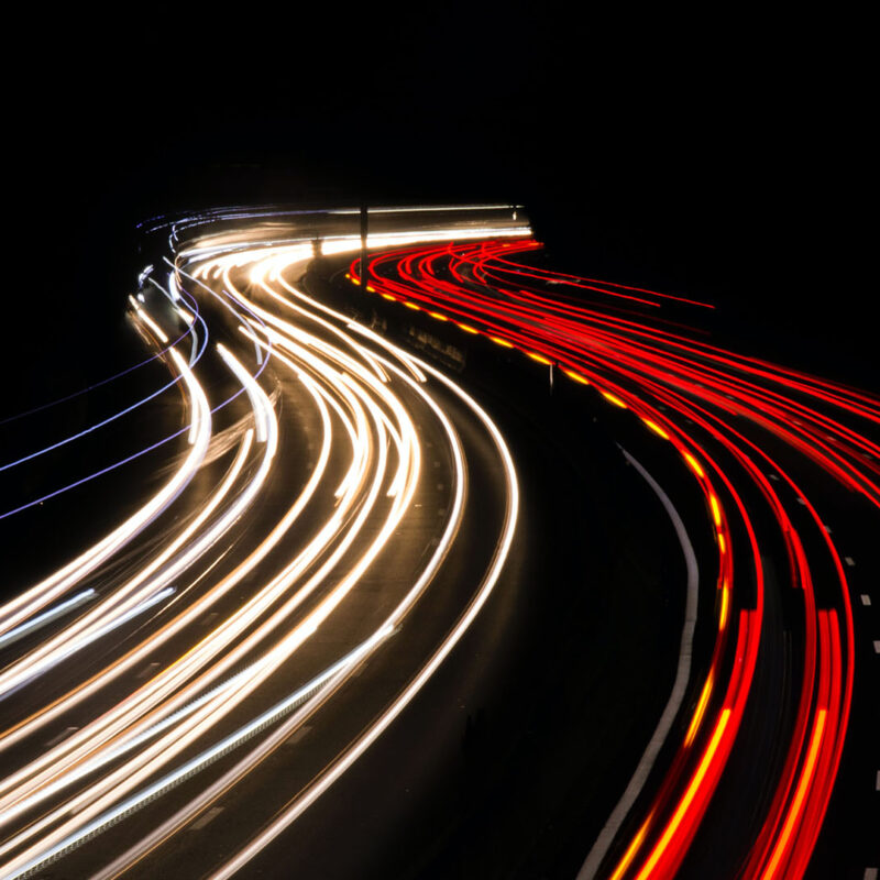 Car lights on the motorway at night (Brent Cross Town)