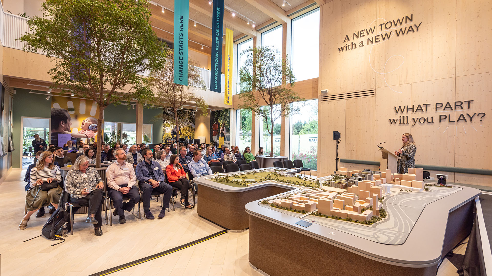 Crowd at the Brent Cross Town Visitor Pavilion (Brent Cross Town)