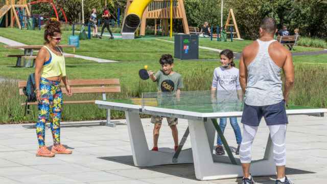 Table tennis in Exploratory Park, Brent Cross Town (Brent Cross Town)