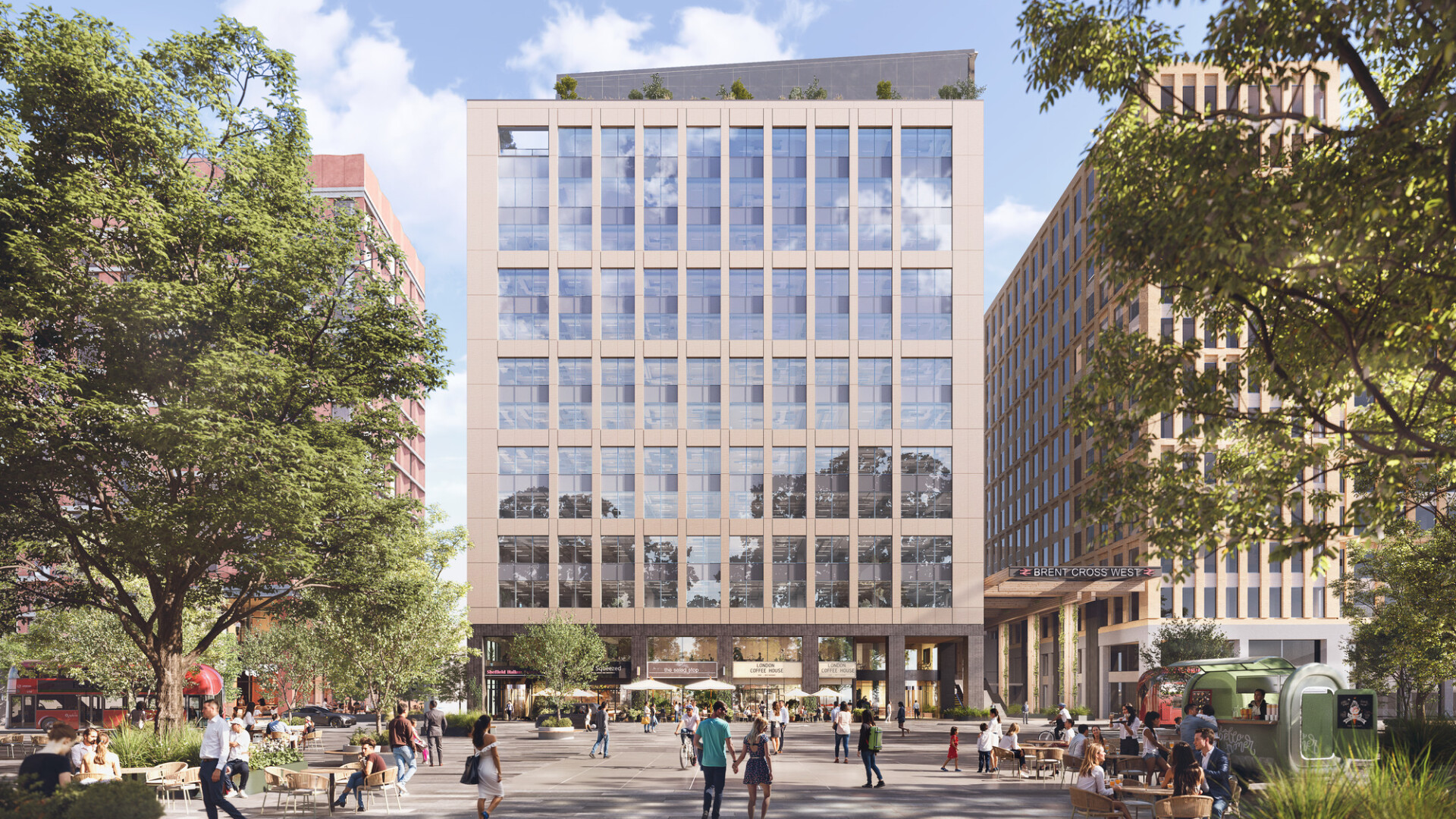 CGI of 3 copper square in the business district of Brent Cross Town. (Brent Cross Town)