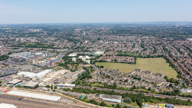 Aerial photo of the Brent Cross Town development site (Brent Cross Town)