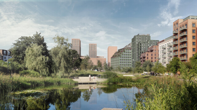 CGI of Fusion student building from Claremont Park, Brent Cross Town (Brent Cross Town)