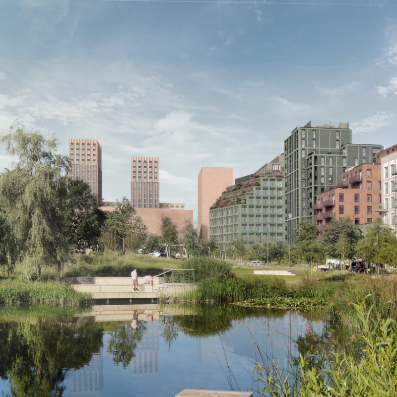 CGI of Fusion student building from Claremont Park, Brent Cross Town (Brent Cross Town)