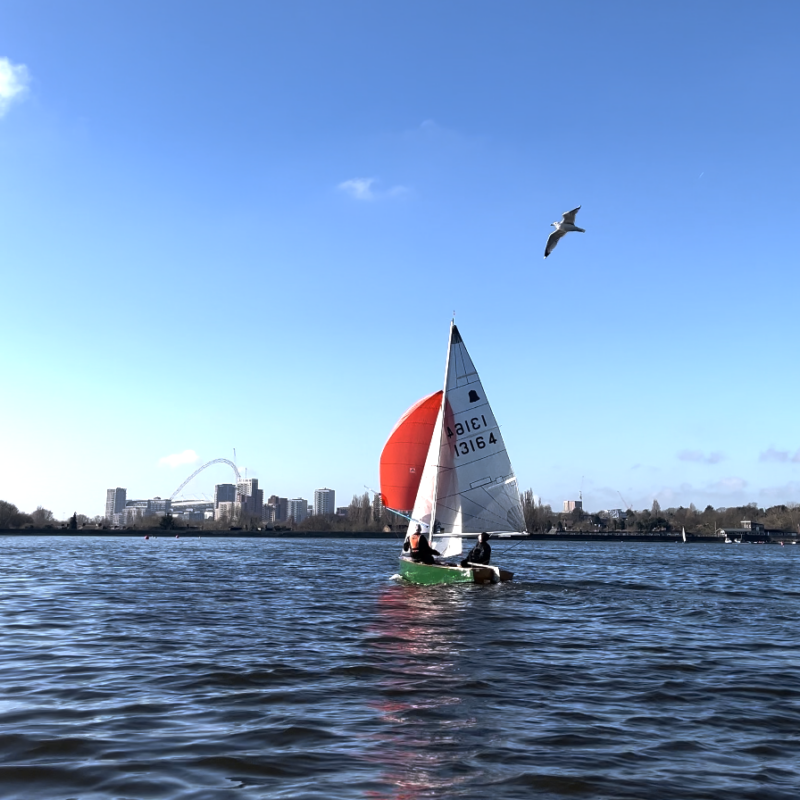 Photo of a boat on the reservoir at Welsh Harp Sailing Club, North London. (Brent Cross Town)