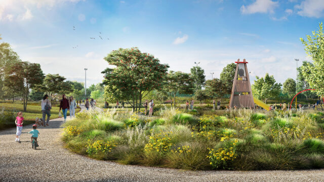 south playground CGI Clitterhouse playing fields (Brent Cross Town)