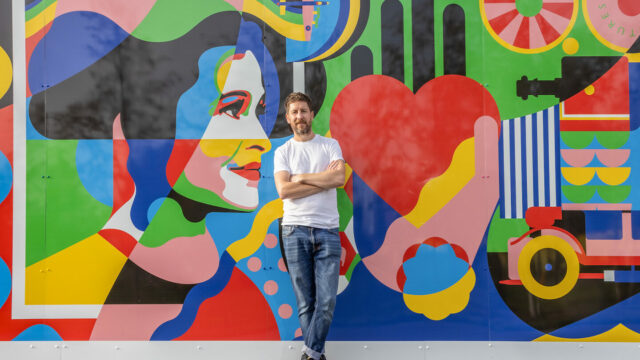 Steven Wilson with his Artwork, Yesterday, Tomorrow (Brent Cross Town)