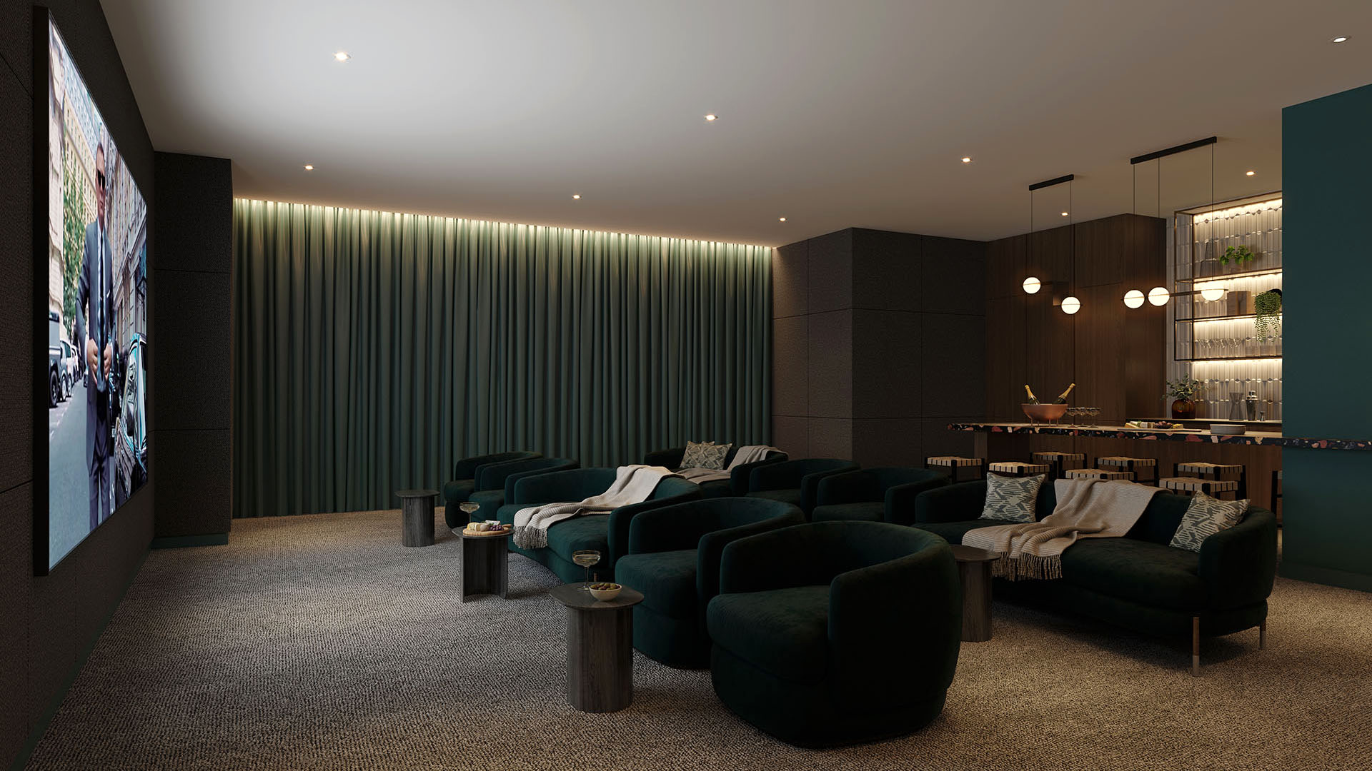CGI interpretation of the screening room at the Claremont Club in Brent Cross Town. (Brent Cross Town)