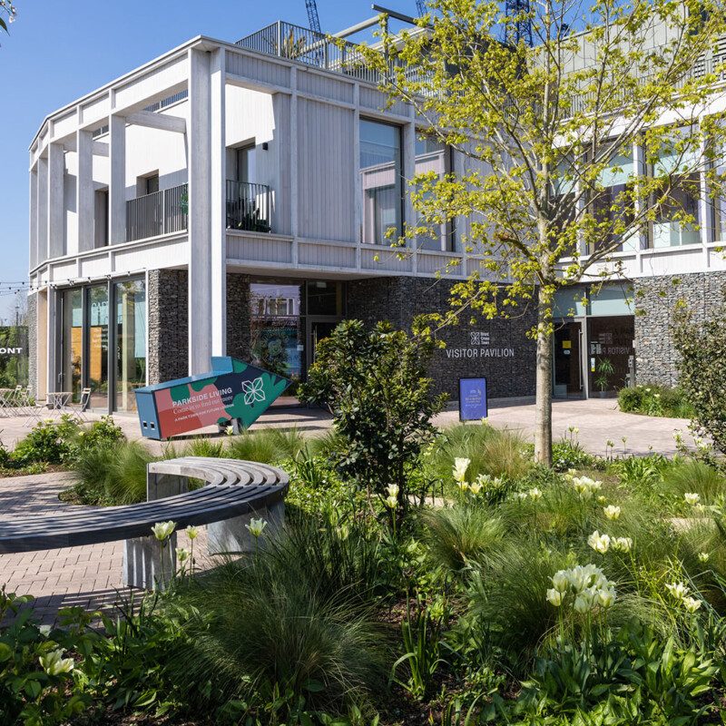 Photo of the Brent Cross Town Visitor Pavilion in spring. (Brent Cross Town)