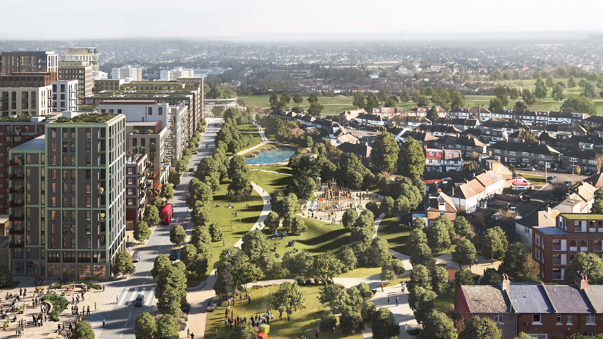Visualisation of an aerial view of Brent Cross Town (Brent Cross Town)