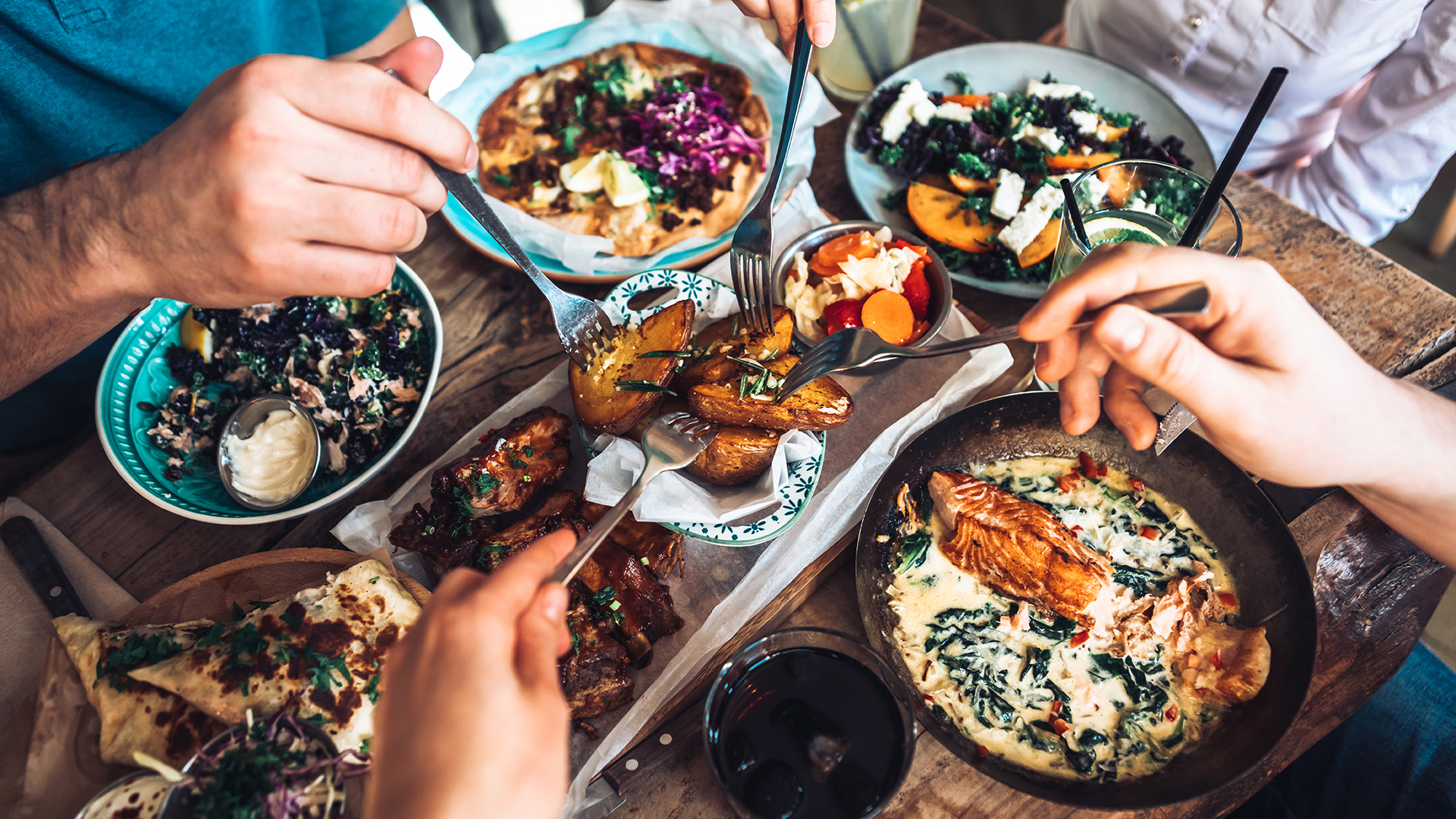 Plates of food on a table (Brent Cross Town)
