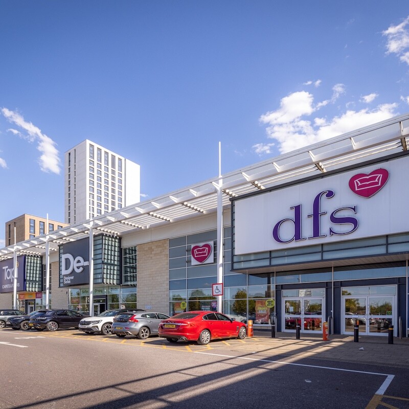 Photo of Brent South Shopping Park outside the DFS store. (Brent Cross Town)