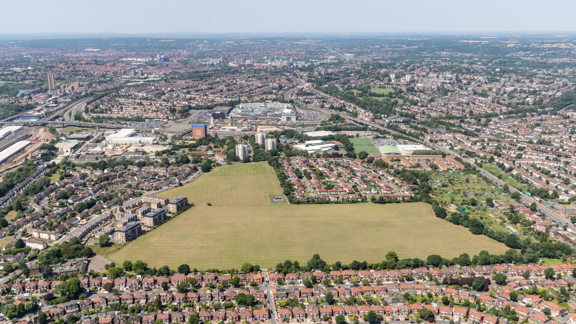 Aerial view of Clitterhouse Playing Fields (Brent Cross Town)