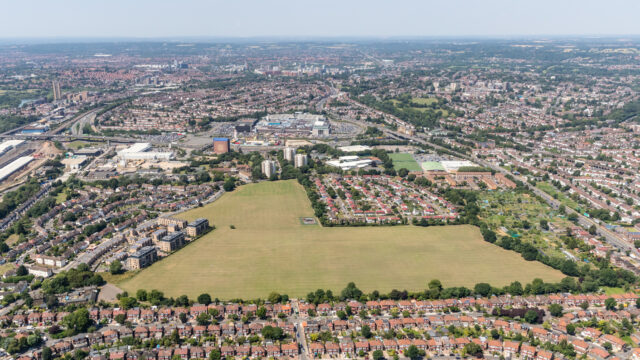 Aerial view of Clitterhouse Playing Fields (Brent Cross Town)