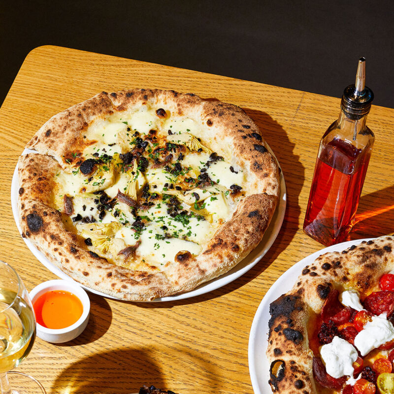 Pizzas and drinks at Happy Face Pizza (Brent Cross Town)