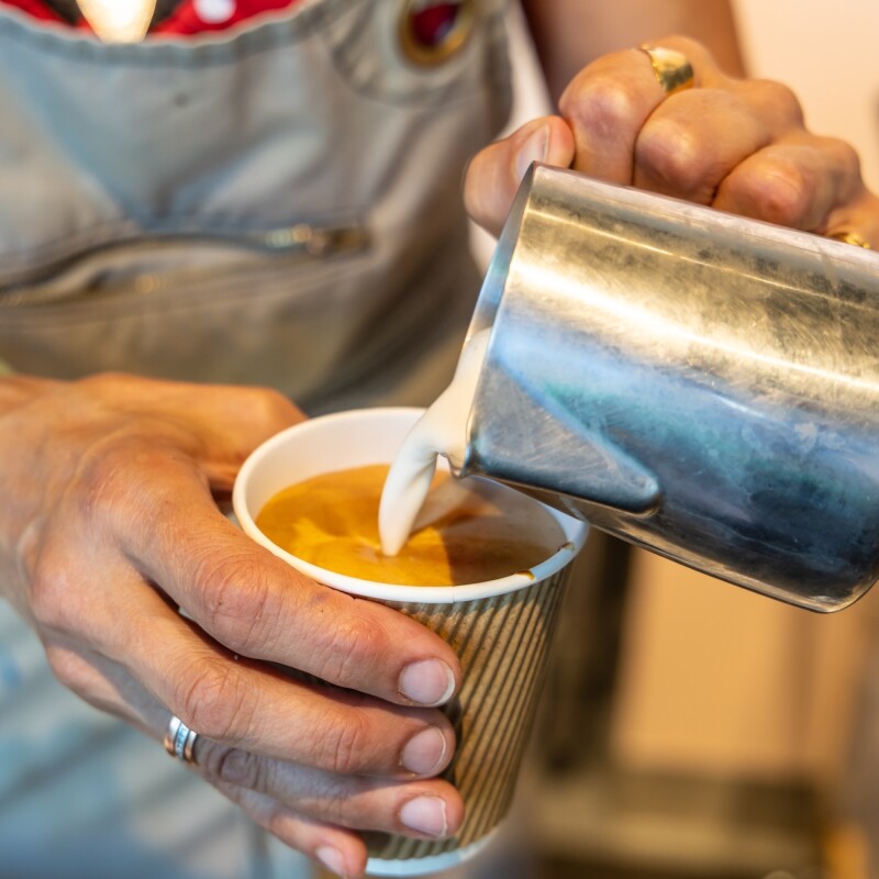 Photo of coffee being poured at Karma Bread Bakehouse in Brent Cross Town. (Brent Cross Town)