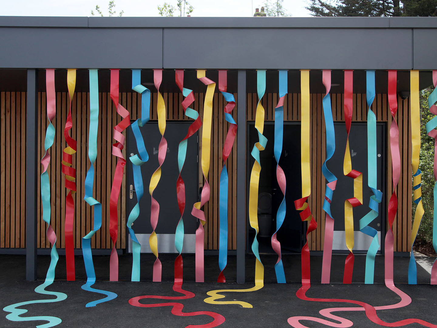 Rainbow of ribbons in Claremont Park Brent Cross Town (Brent Cross Town)