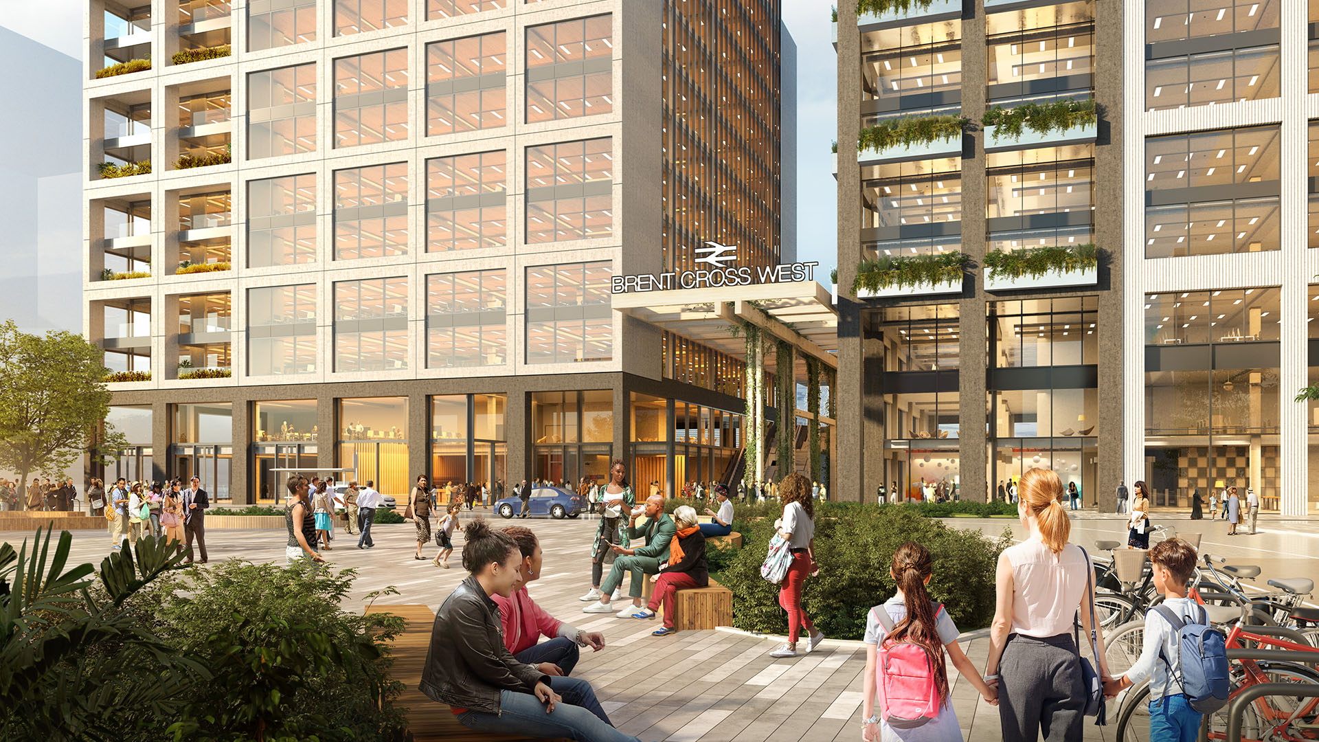 Brent Cross West and station Square (Brent Cross Town)